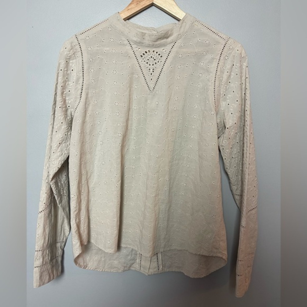 Wrap London Cream Eyelet Button-Down Blouse